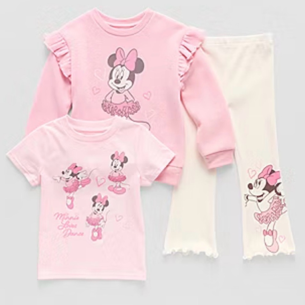 Disney Pink & Cream Minnie Mouse 3-Piece Pajama Set size 4T B12